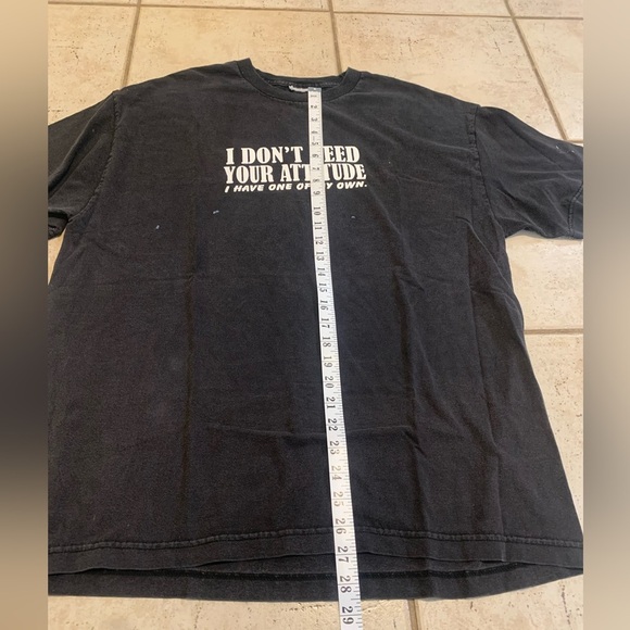 VINTAGE "I Don't Need Your Attitude" Black Graphic Tee - Mens/Unisex Large - Picture 5 of 5